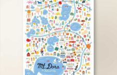 Mount Dora Fl Karte Kunst Wanddekoration | Mount Dora Florida intended for Map of Mount Dora Florida