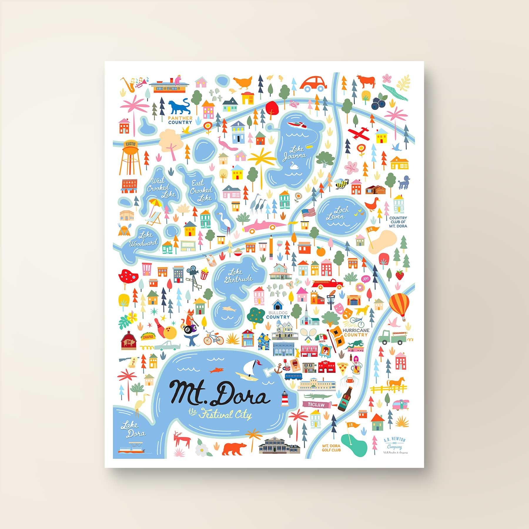 Mount Dora Fl Map Art Wall Decor | City Map Mount Dora Florida for Map Of Mt Dora Florida