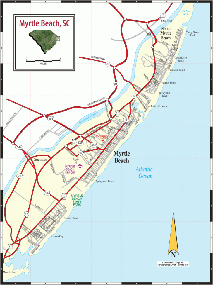 Map of Myrtle Beach Florida