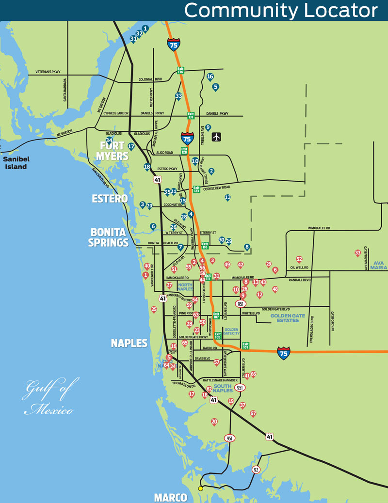 Naples Daily News Community Locator Map within Map of Florida Naples Area