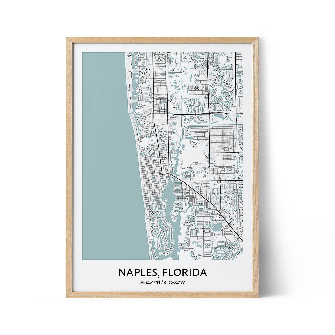 Naples Florida Map Poster - Your City Map Art - Positive Prints regarding City of Naples Florida Map