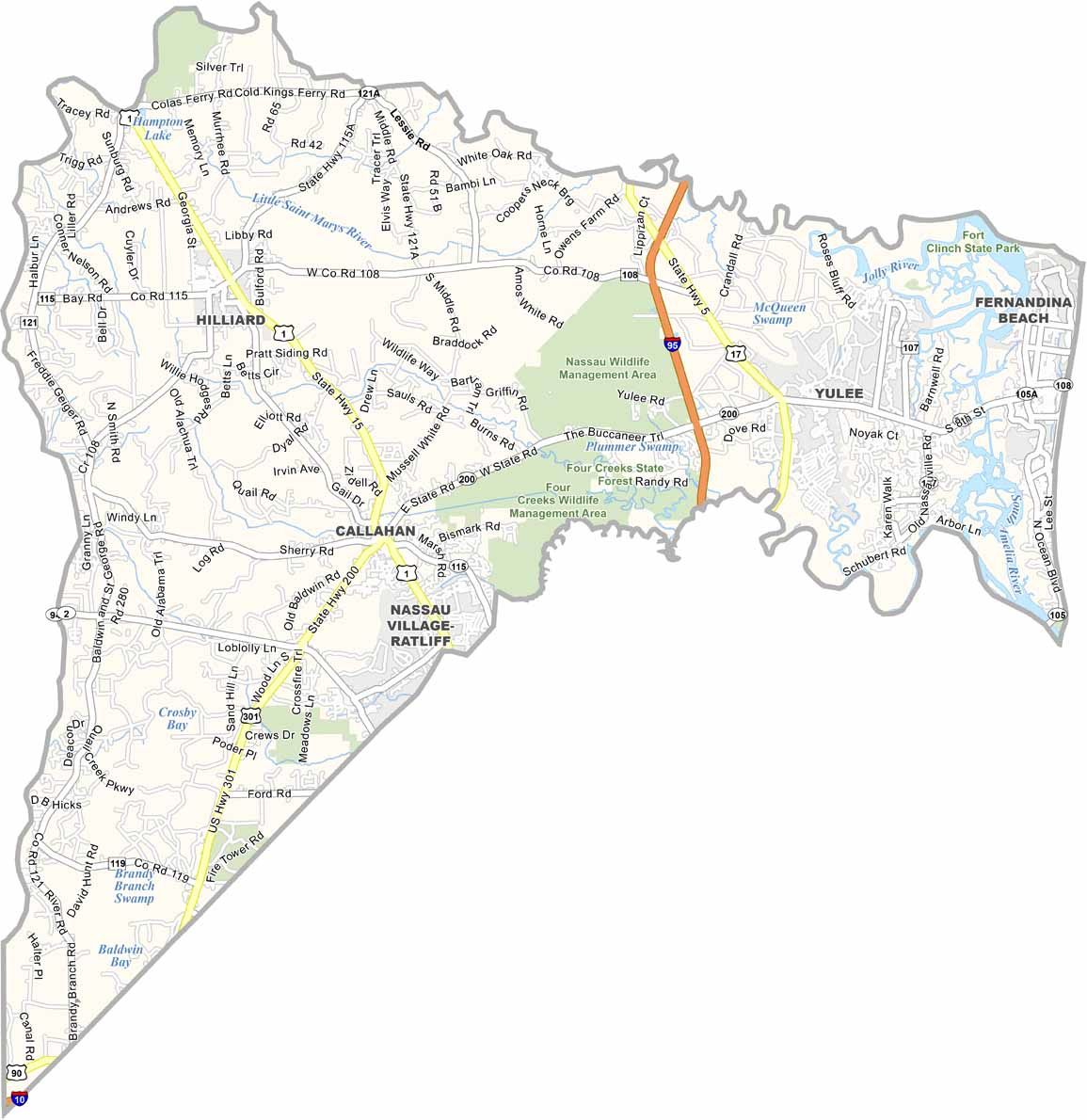Nassau County Map, Florida - Us County Maps throughout Map Of Nassau County Florida
