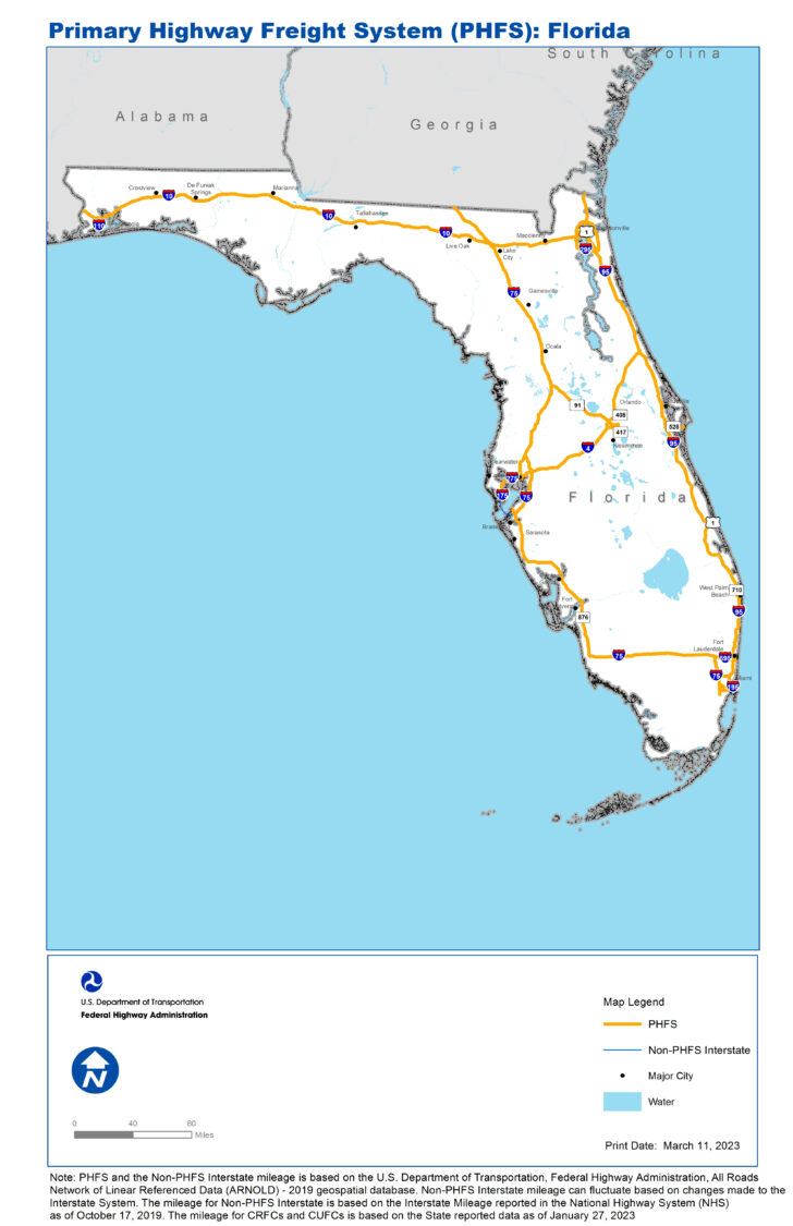 Map of I10 in Florida