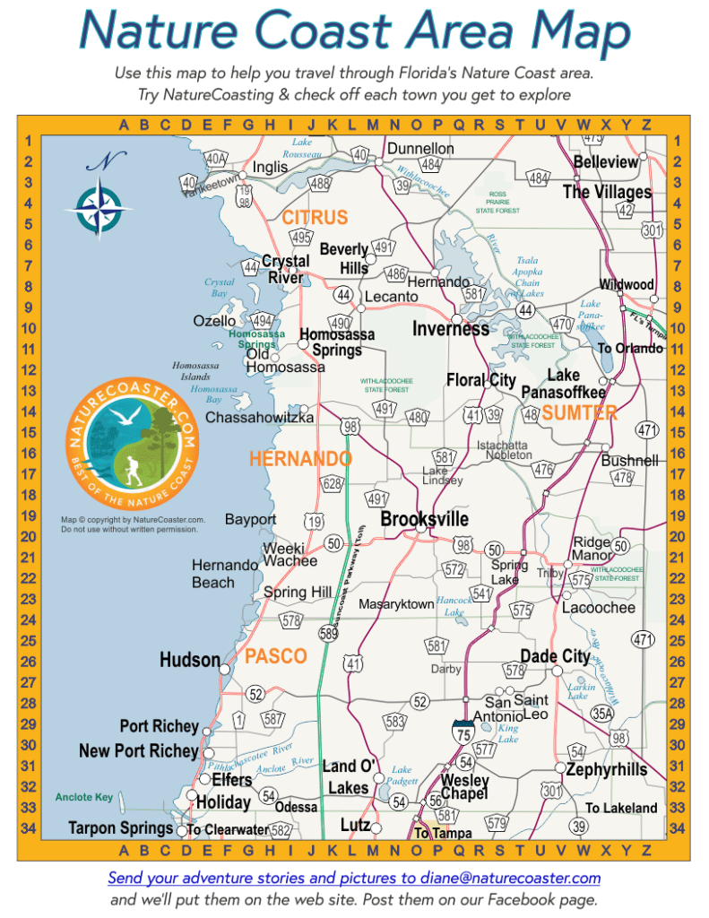 Nature Coast Area Map - Naturecoaster for Map of Hernando County Florida