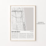 Neptune Beach City Map Print, Florida Travel Poster, Wall Art In Map Of Neptune Beach Florida