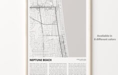 Neptune Beach City Map Print, Florida Travel Poster, Wall Art in Map of Neptune Beach Florida