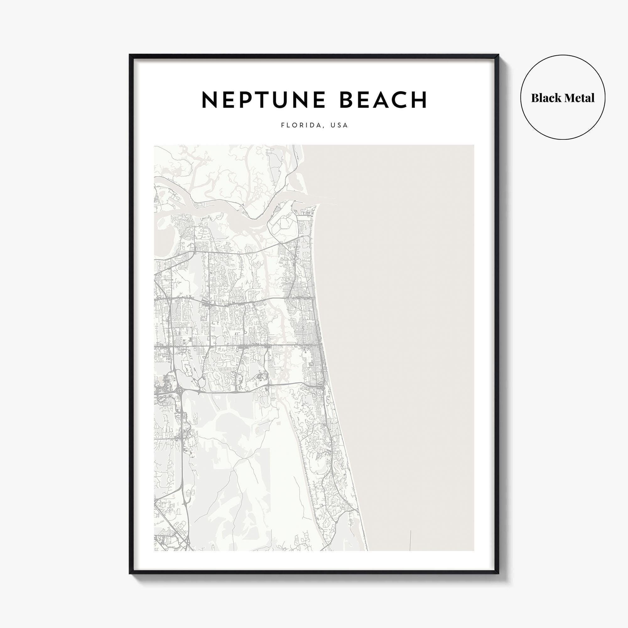 Neptune Beach Map Poster, Neptune Beach Map Print, Neptune Beach for Map Of Neptune Beach Florida