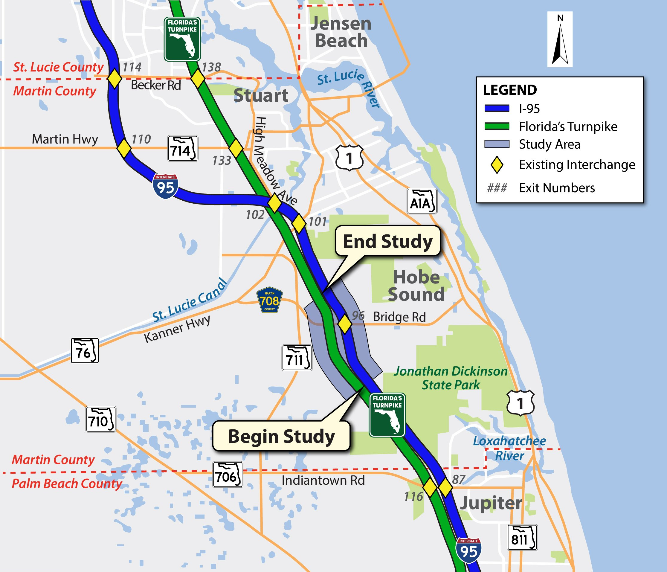 New Direct Connection Interchange Between Turnpike And I-95 At Se in Map Of I 95 Florida