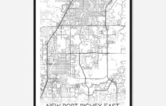 New Port Richey East Florida Map Poster, Modern Home Decor Wall Art Print –  Custom Maps & Posters within Map Of New Port Richey Florida