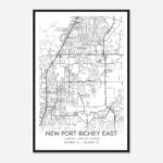 New Port Richey East Florida Map Poster, Modern Home Decor Wall Art Print    Custom Maps & Posters Within New Port Richey Map Of Florida