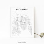 Niceville Fl Map Print, Florida Usa Map Art Poster, Okaloosa Intended For City Map Of Niceville Florida