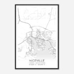 Niceville Florida Map Poster, Modern Home Decor Wall Art Print   Custom  Maps & Posters With Regard To City Map Of Niceville Florida