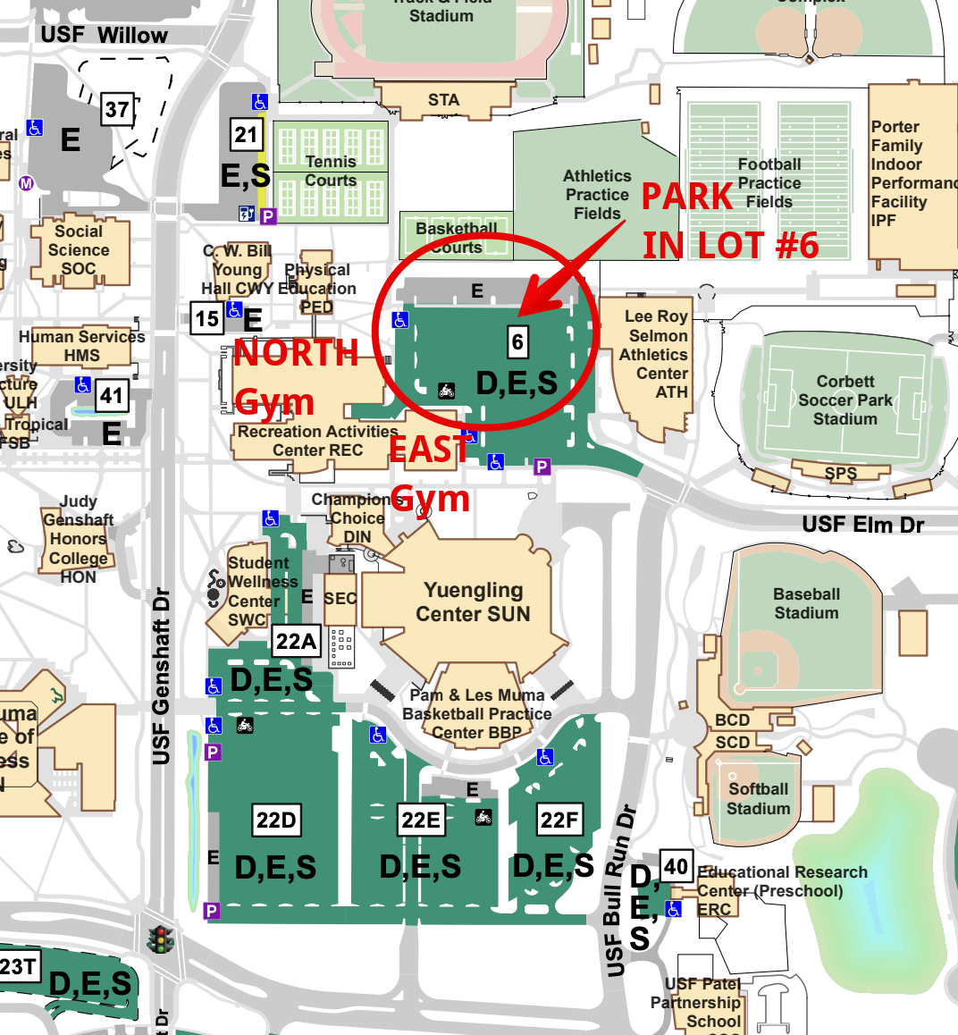 Nike Tampa Slam Directions And Parking | Jvc Tournaments throughout University Of South Florida Parking Map