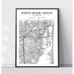 North Miami Beach Map Print | North Miami Beach Florida Map Print With Regard To Map Of North Miami Beach Florida