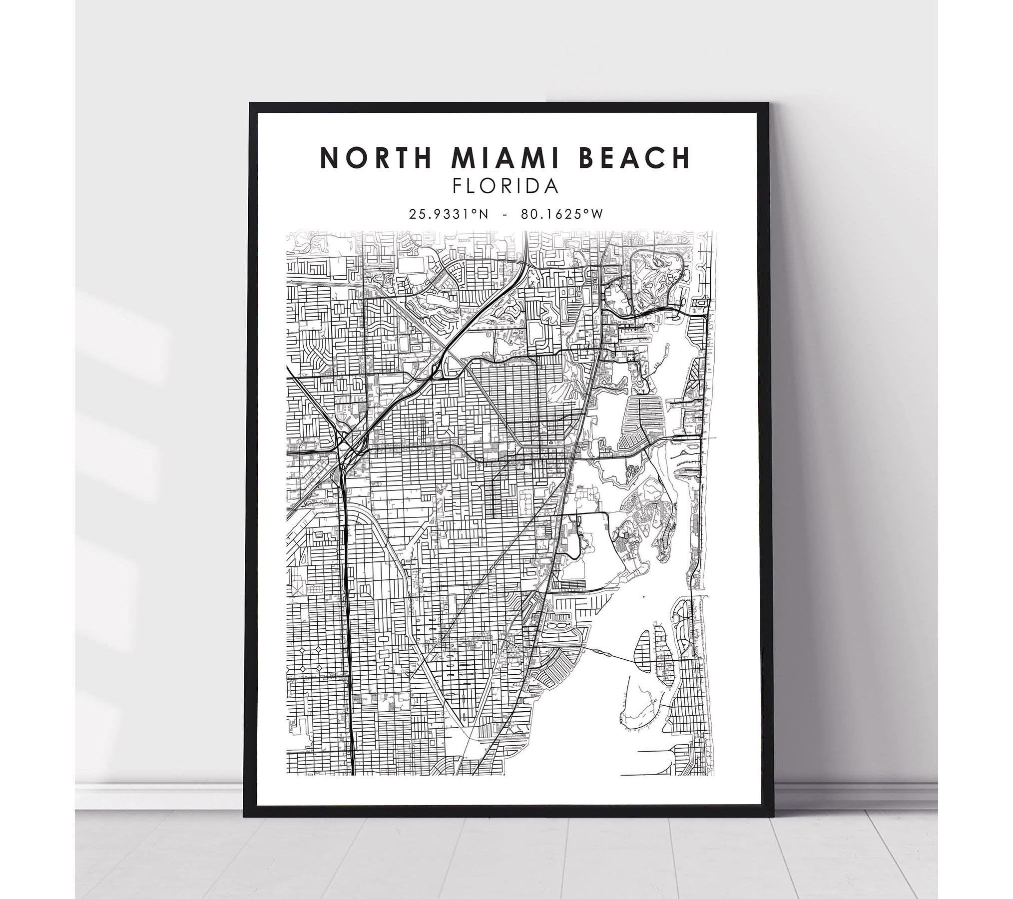North Miami Beach Map Print | North Miami Beach Florida Map Print with regard to Map of North Miami Beach Florida