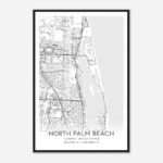 North Palm Beach Florida Map Poster, Modern Home Decor Wall Art Print    Custom Maps & Posters Throughout Map Of North Palm Beach Florida