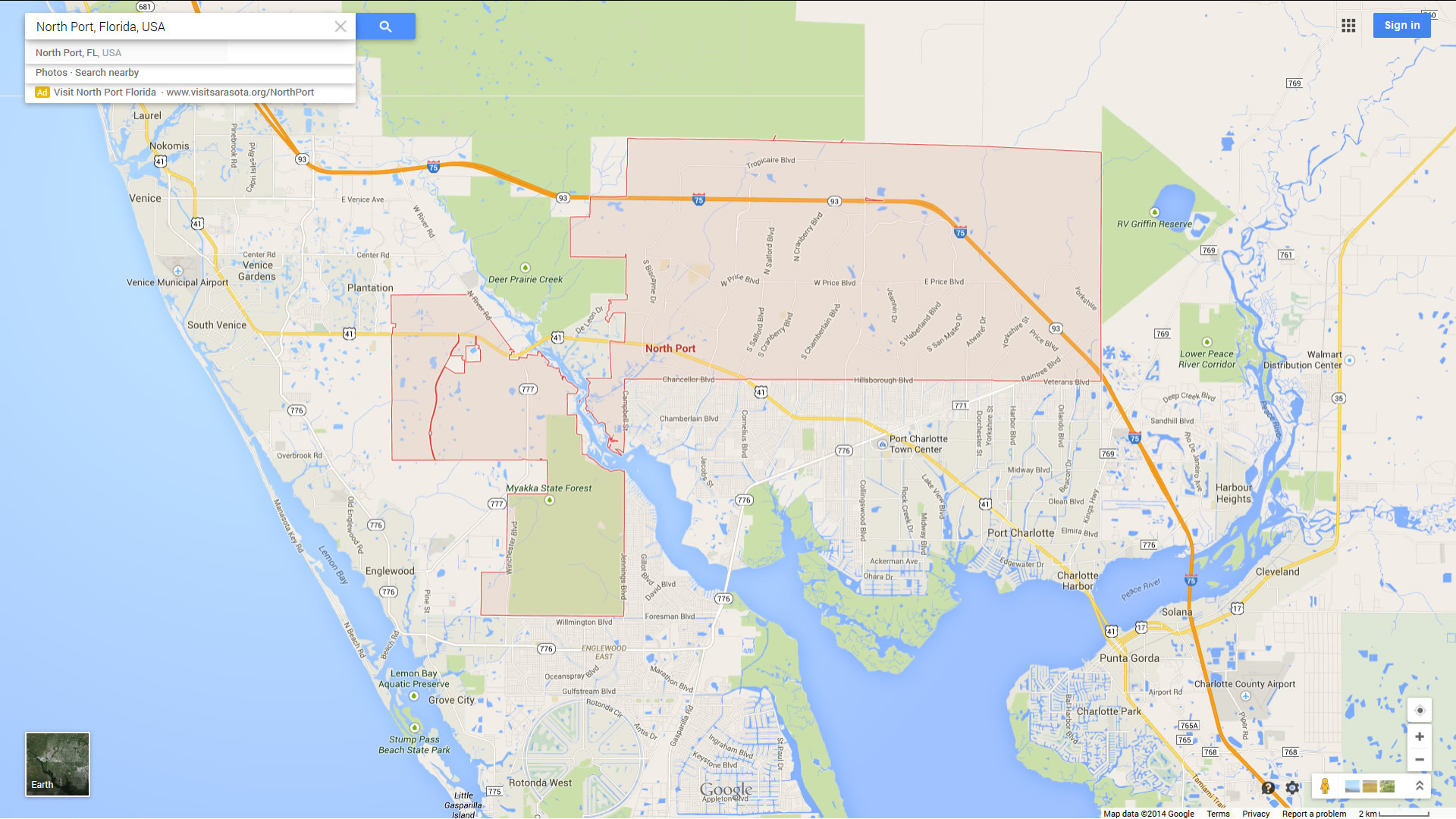 North Port, Florida Map throughout North Port Map of Florida