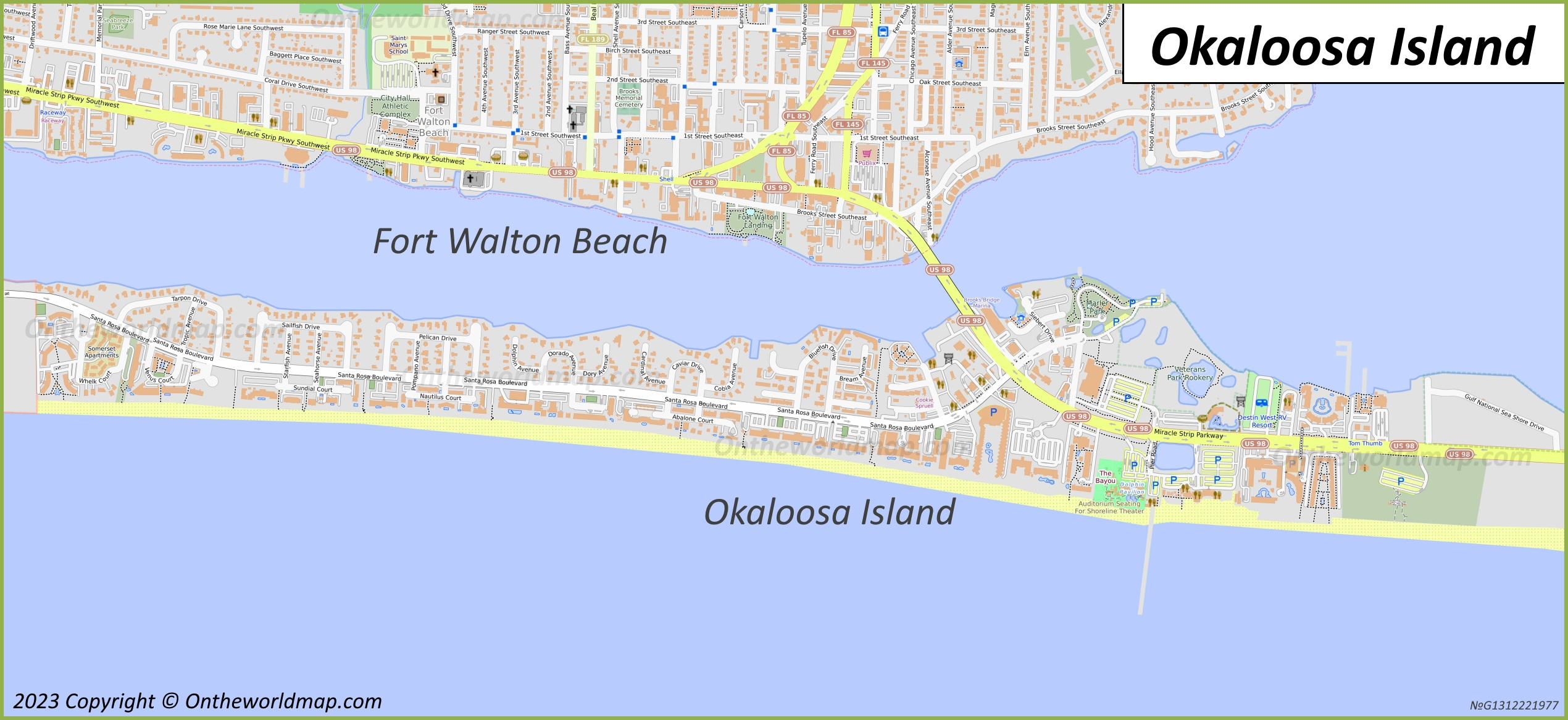 Okaloosa Island Map - Ontheworldmap pertaining to Map Of Okaloosa Island Florida