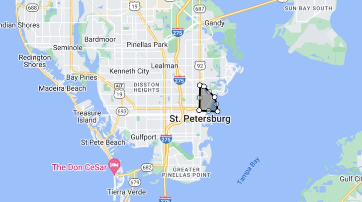 Map of Florida Showing St Petersburg