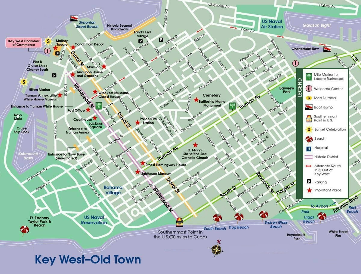 Old Town Key West Florida Street Map. Oldtown Map Includes The regarding Map of Old Town Key West Florida