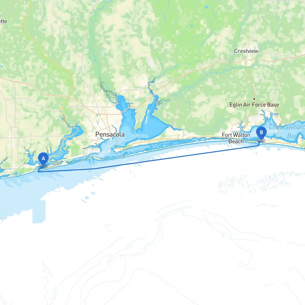 Orange Beach To Destinboat - Savvy Navvy Smart Routing within Map Of Orange Beach Florida