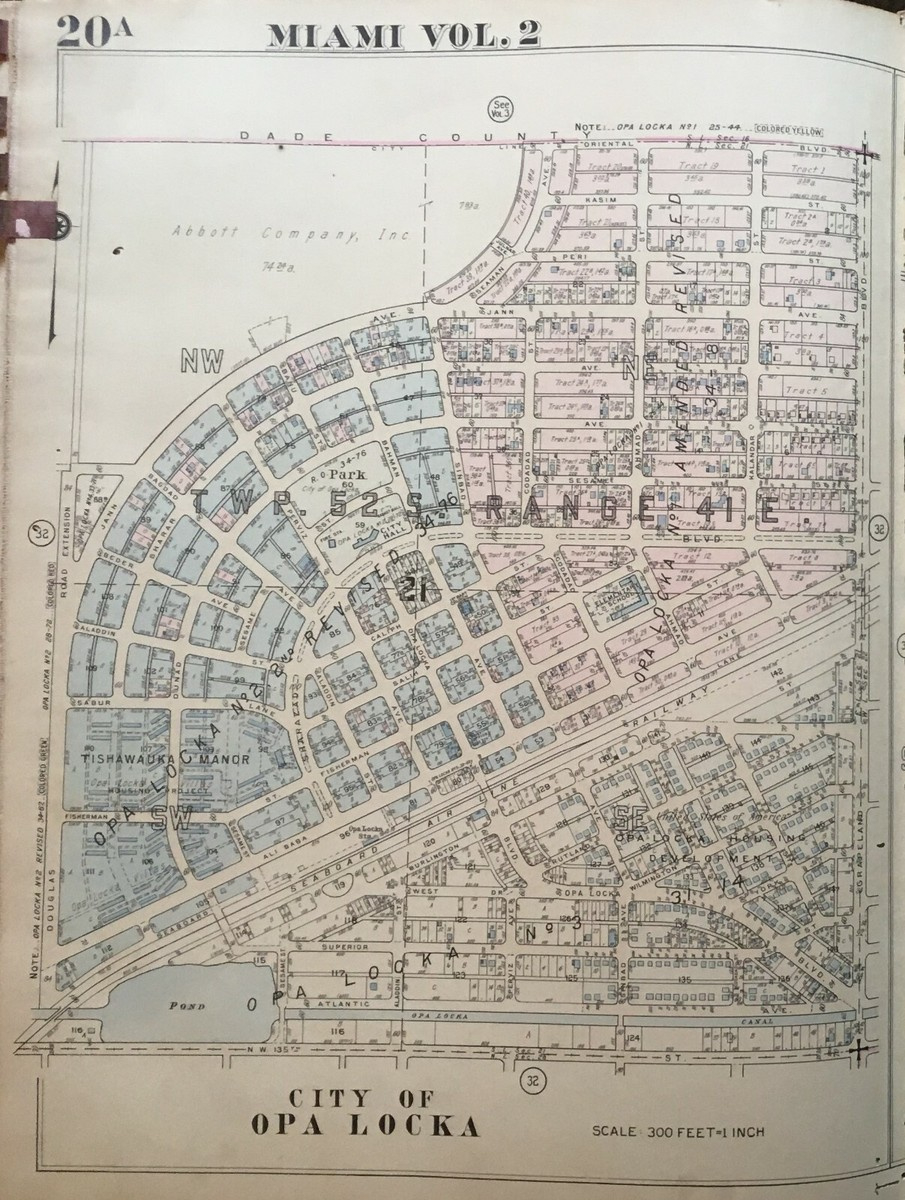 Original 1948 City Of Opa Locka Florida Douglas Rd To Grapeland intended for Map Of Opa-Locka Florida