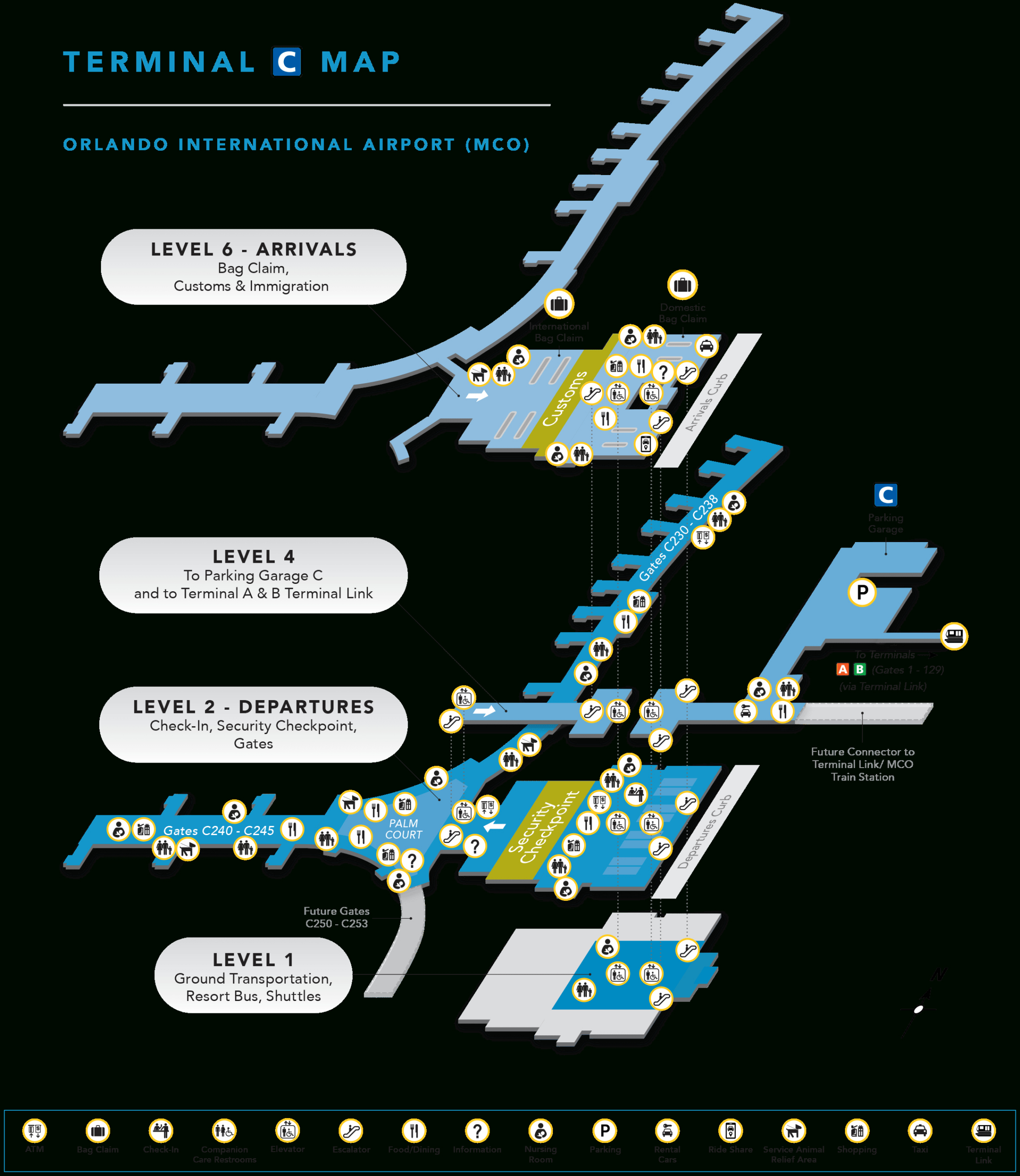 Orlando International Airport (Mco) inside Map Of Orlando Florida Airport