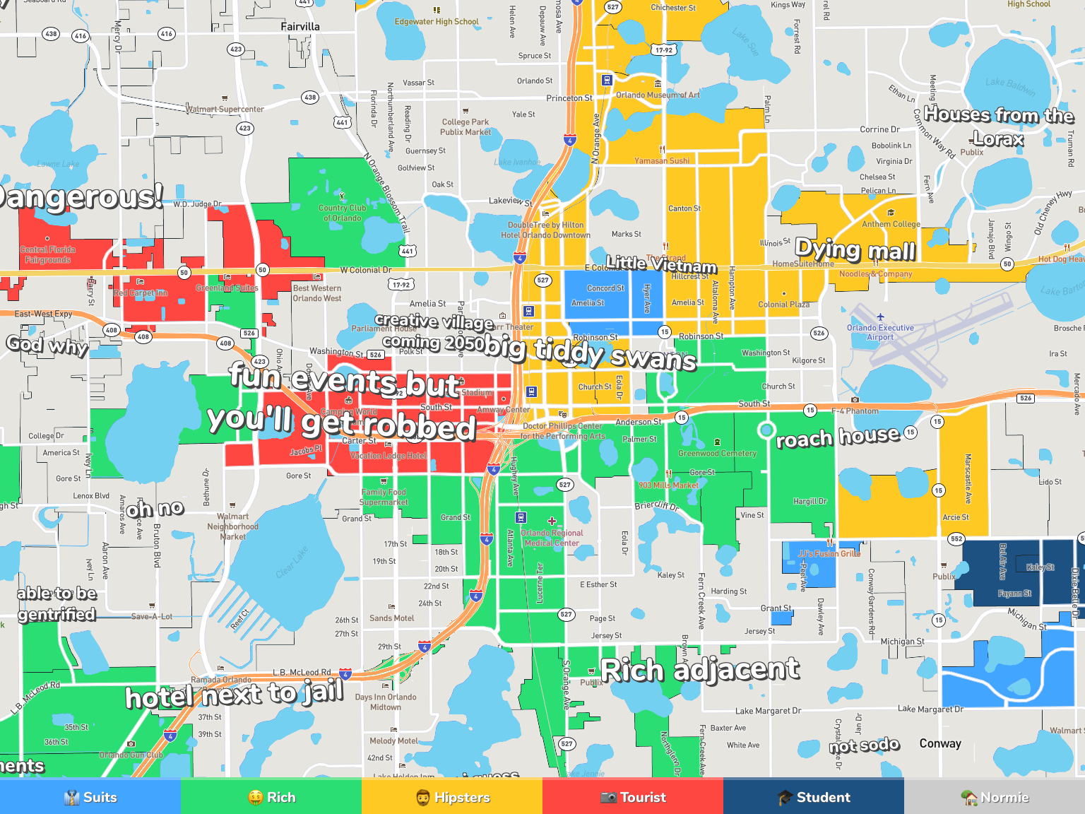 Orlando Neighborhood Map throughout Map of Orlando Florida Neighborhoods