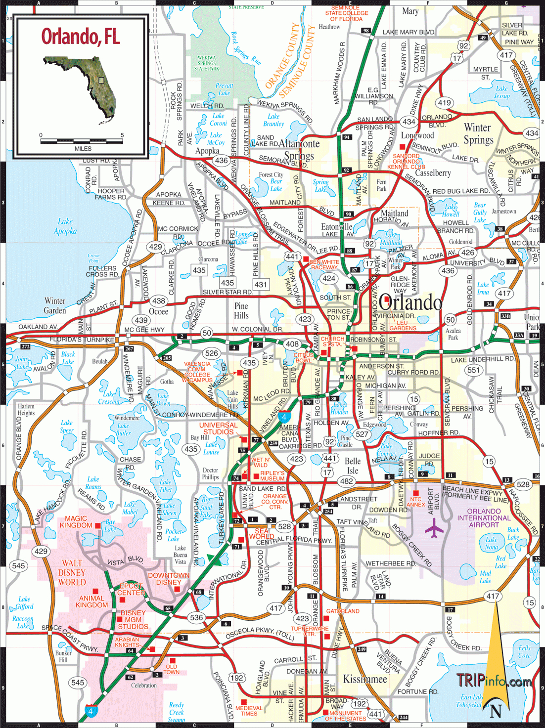 Orlando Road Map throughout Map Of Central Florida Highways