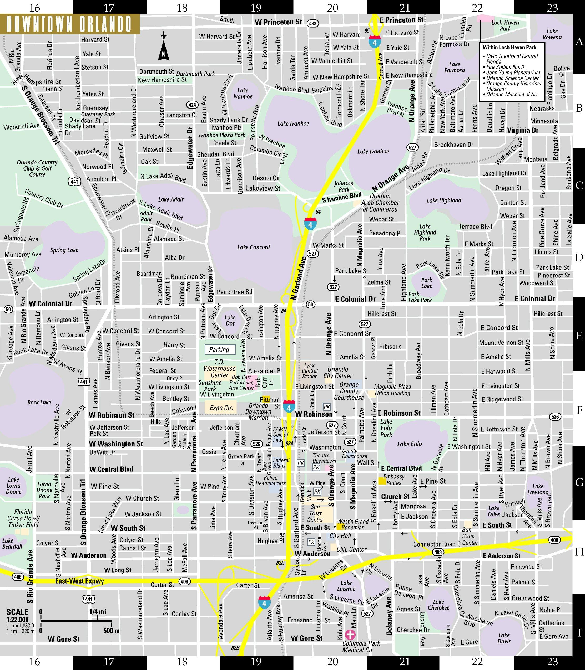 Orlando Street Map - Street Map Of Orlando (Florida - Usa) intended for Street Map Of Orlando Florida