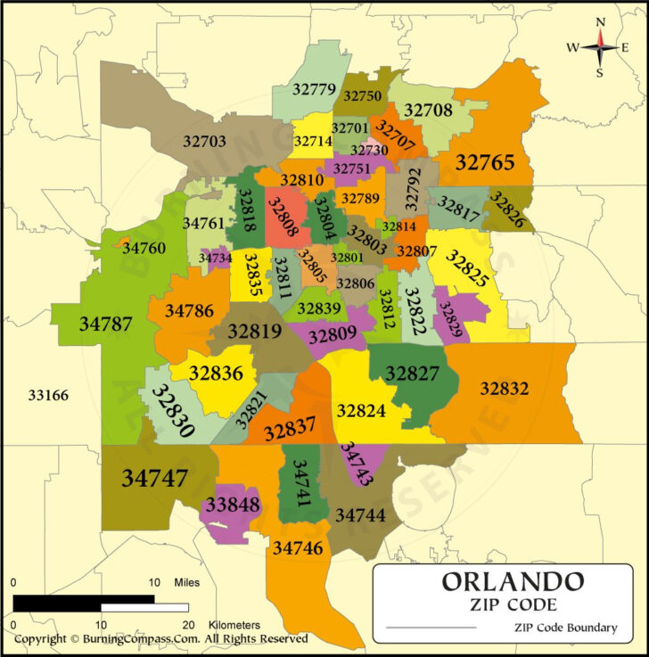 Map of Zip Codes in Orlando Florida
