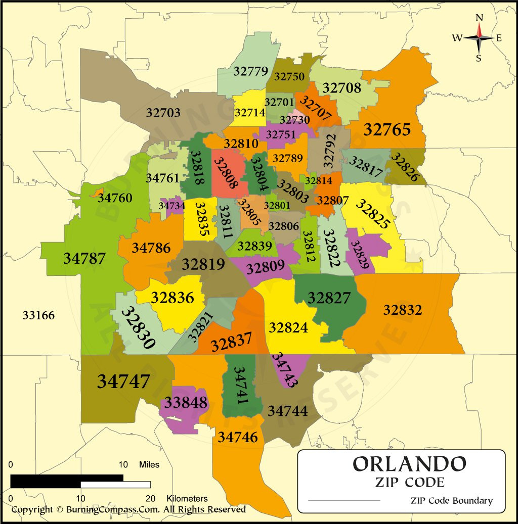 Orlando Zip Code Map for Map Of Zip Codes In Orlando Florida