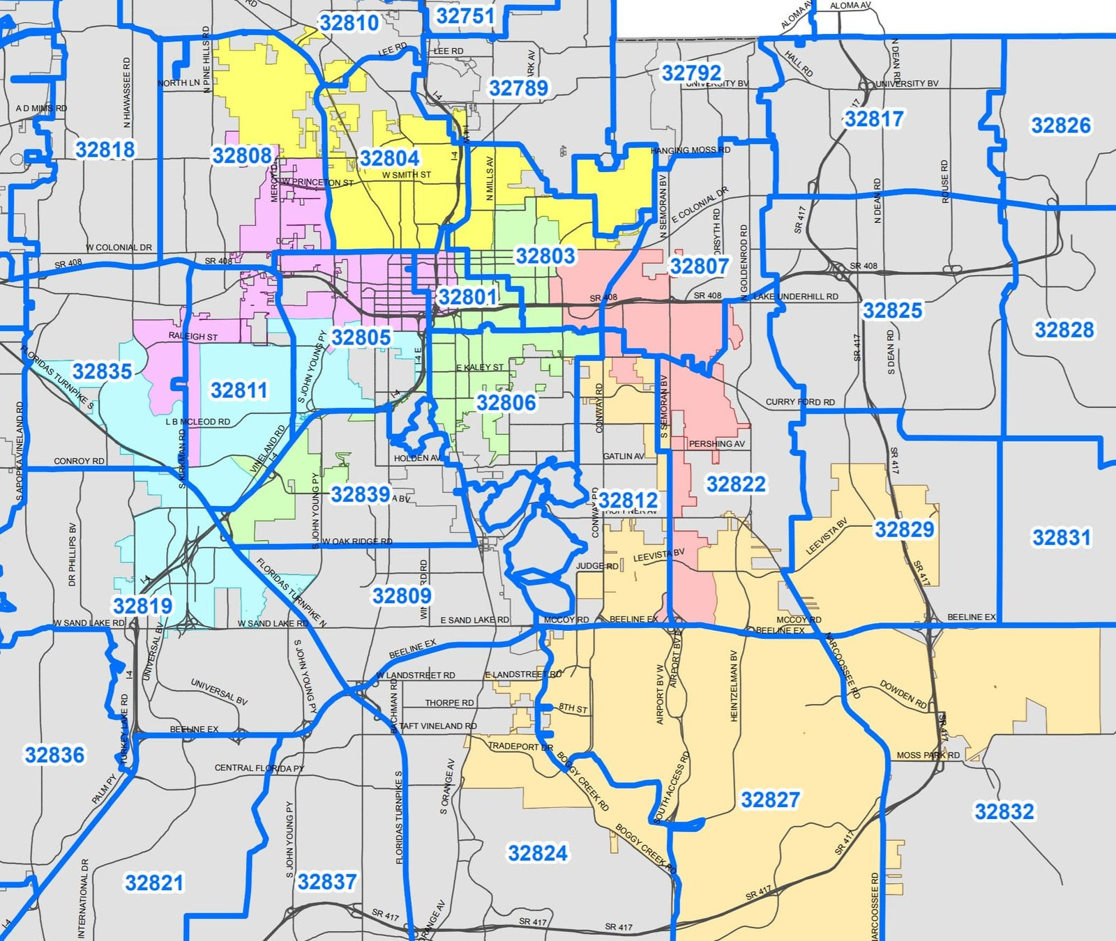 Orlando Zip Codes with regard to Map Of Central Florida With Zip Codes