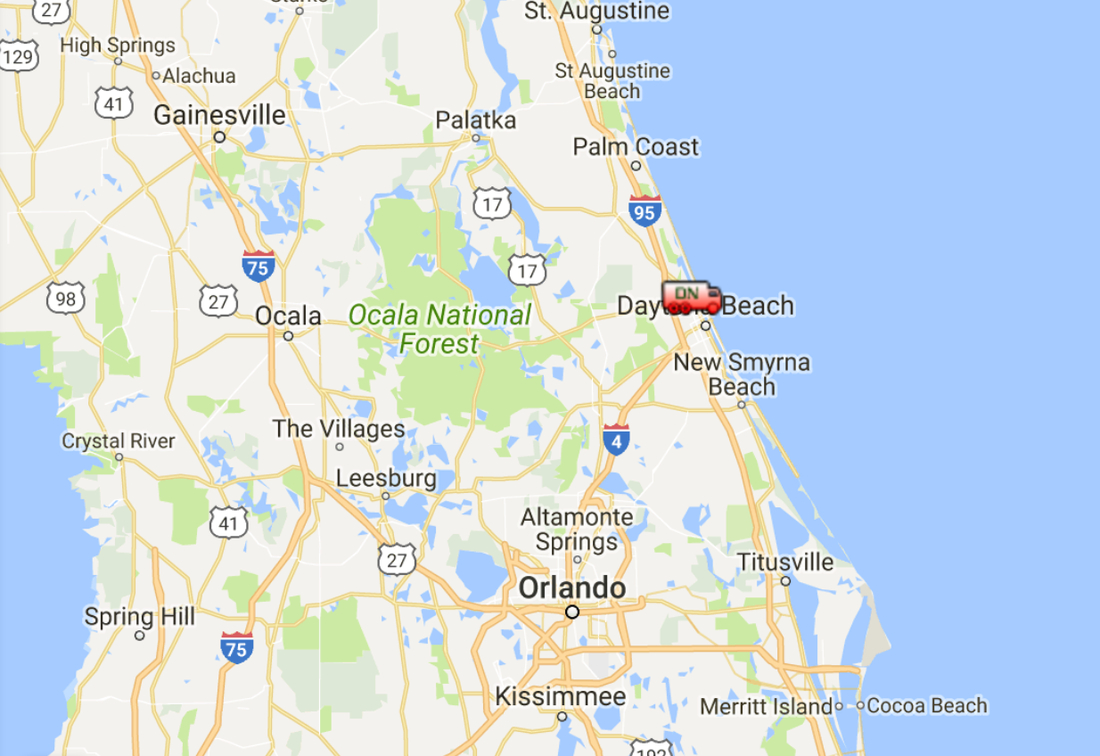 Ormond Beach in Map of Florida Ormond Beach