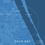 Palm Bay Fl City Vector Road Map Blue Textfrank Ramspott In Map Of Florida Palm Bay
