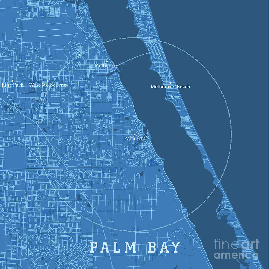 Palm Bay Fl City Vector Road Map Blue Textfrank Ramspott in Map of Florida Palm Bay