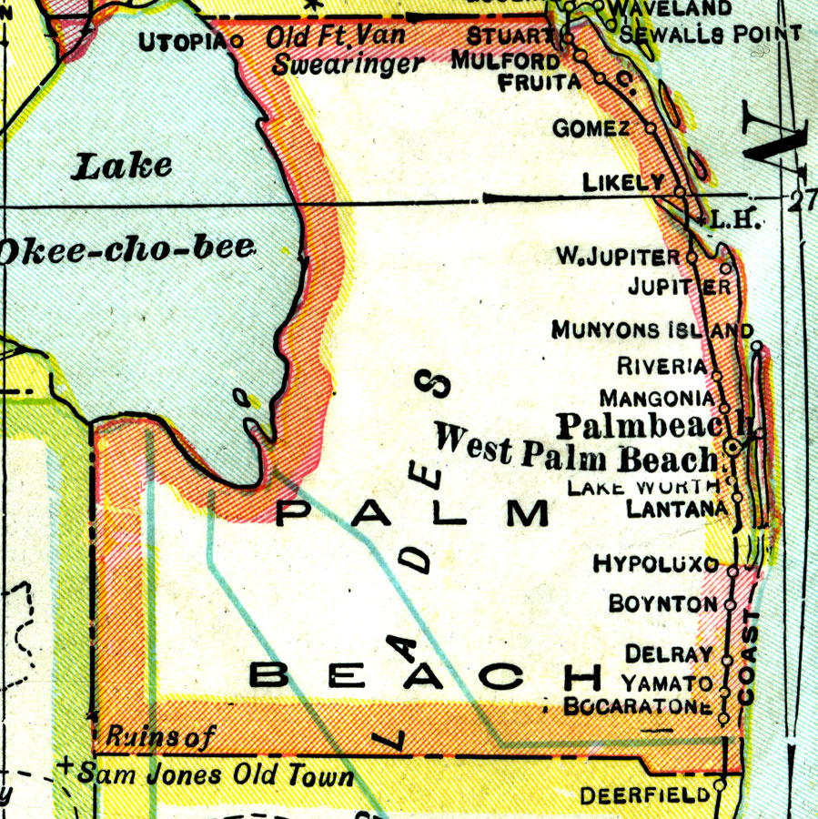 Palm Beach County, 1921 throughout Palm Beach Map of Florida