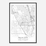 Palm City Florida Map Poster, Modern Home Decor Wall Art Print   Custom  Maps & Posters Inside Map Of Palm City Florida
