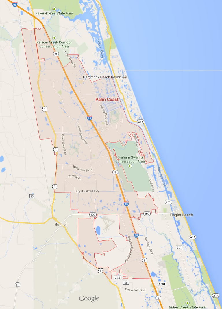 Palm Coast, Florida Map within Street Map Of Palm Coast Florida
