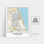 Palm Coast Map Print, Street Names Palm Coast Print, Map Of Palm For Street Map Of Palm Coast Florida