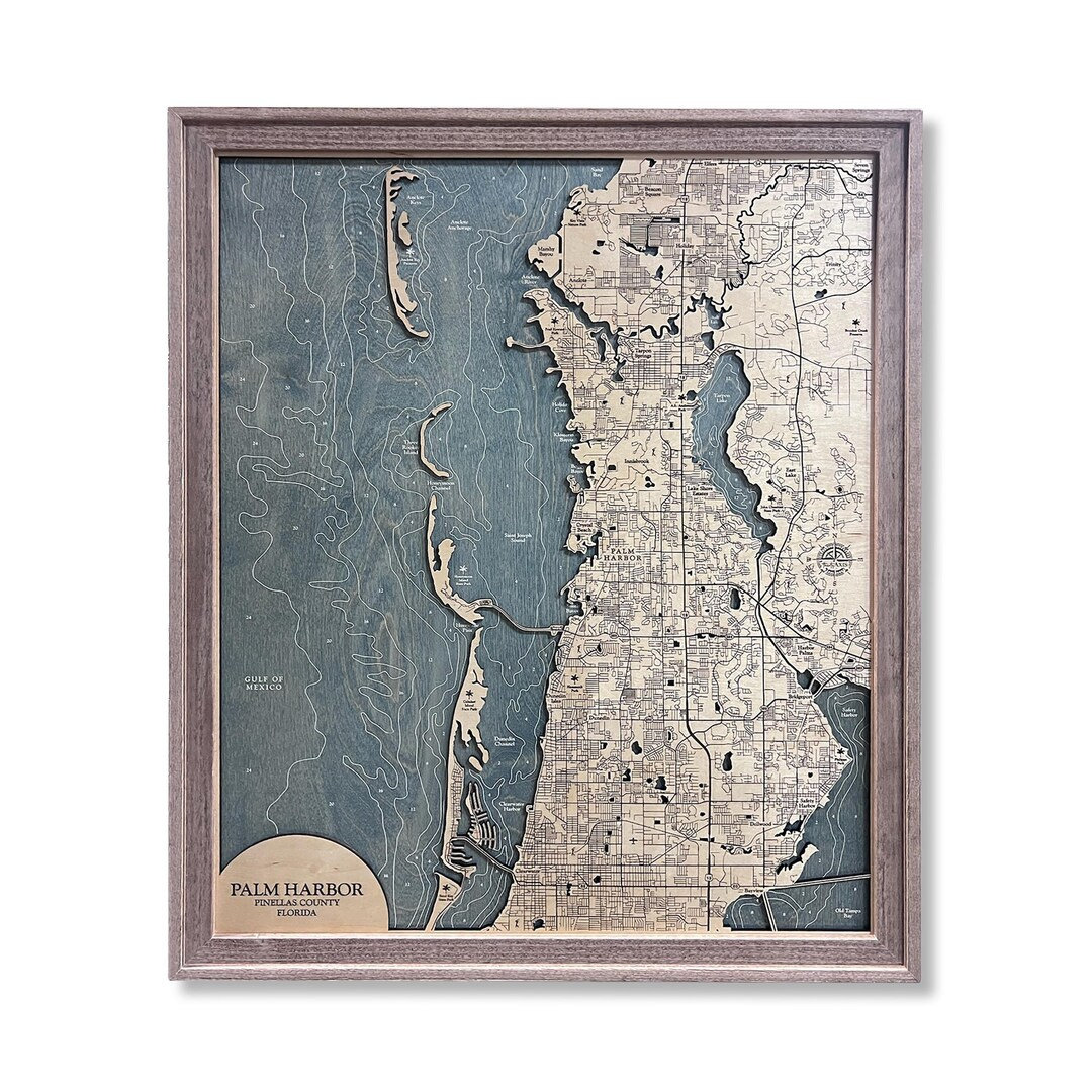 Palm Harbor Map, Clearwater Map, Florida Map, Custom Wood Map regarding Map Of Florida Palm Harbor