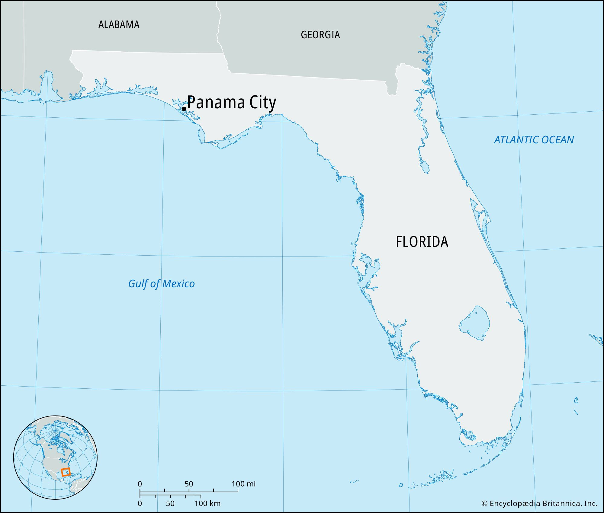 Panama City | Florida, Map, &amp;amp; Population | Britannica for Map Of Florida Showing Panama City