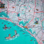 Panama City St Joe Florida Panhandle Beach Retro Map Print Funky Vintage  Turquoise Photo Seagrove Beach   Etsy.de Regarding Panama City On Map Of Florida