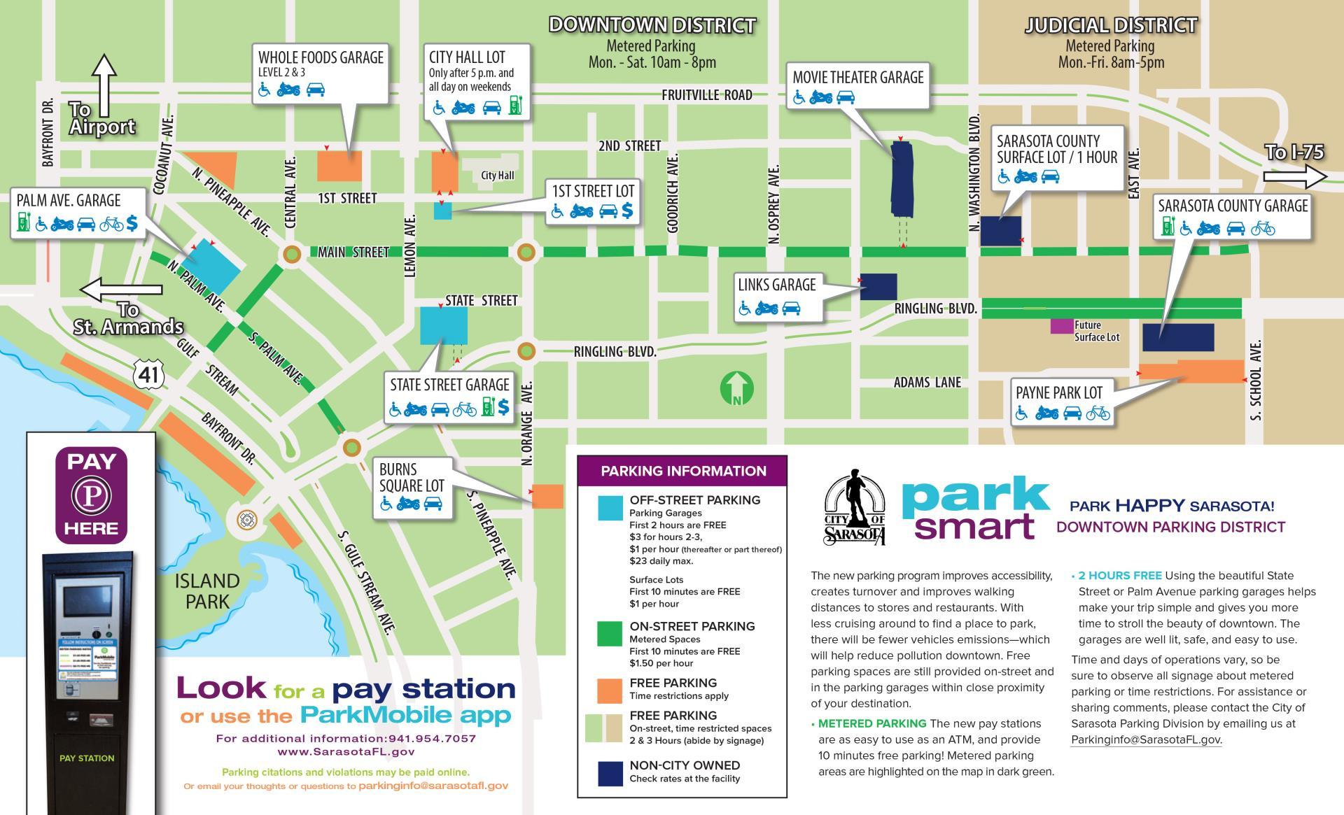 Parking Map – Destination Downtown Sarasota intended for Map of Downtown Sarasota Florida