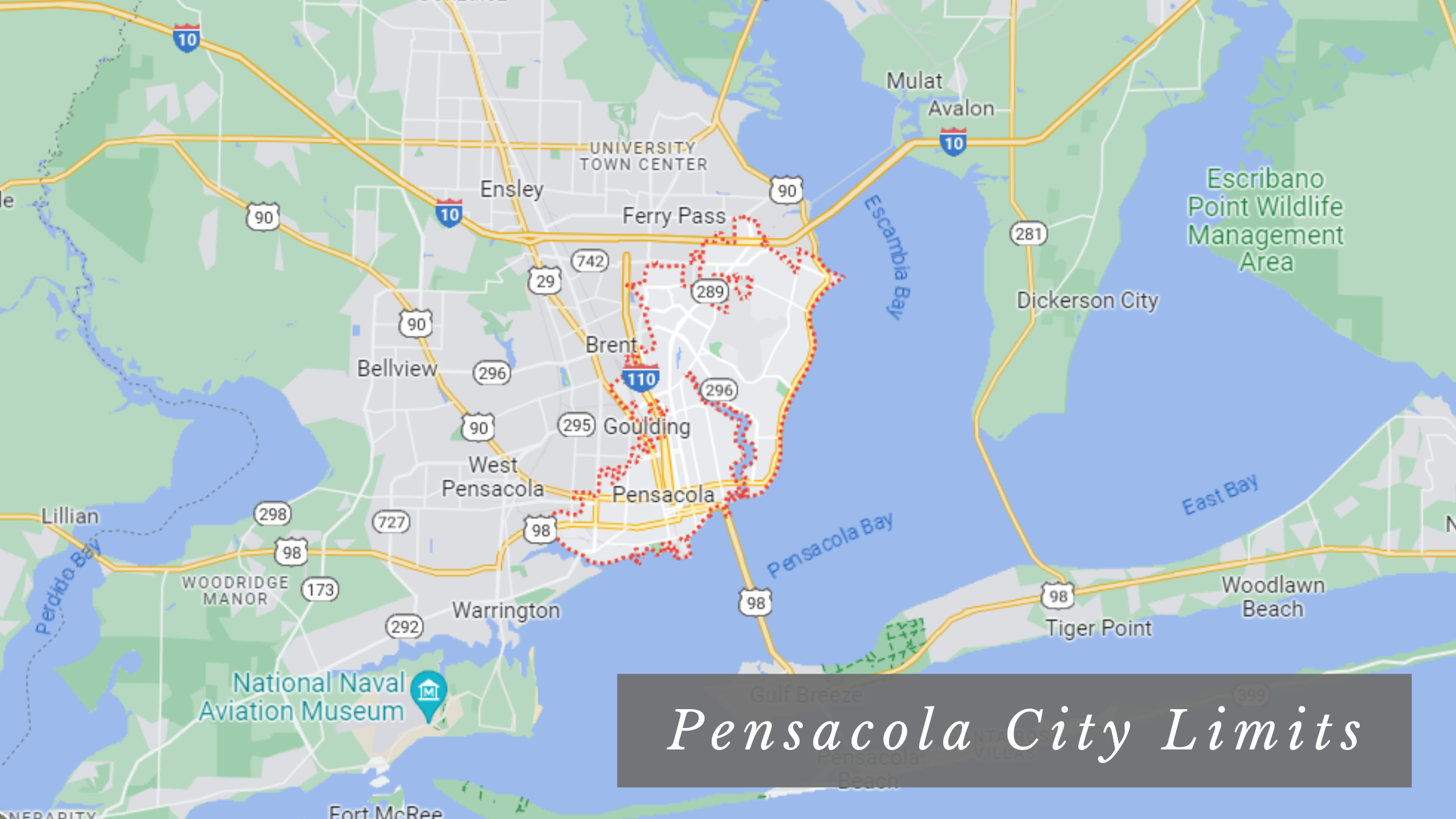 Pensacola City Limits Vs. Escambia County inside Map of Pensacola Florida Area