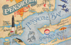 Pensacola Florida Beach Map Print | Beach Decor | Beach Map Art with regard to Map Of Pensacola Beach Florida