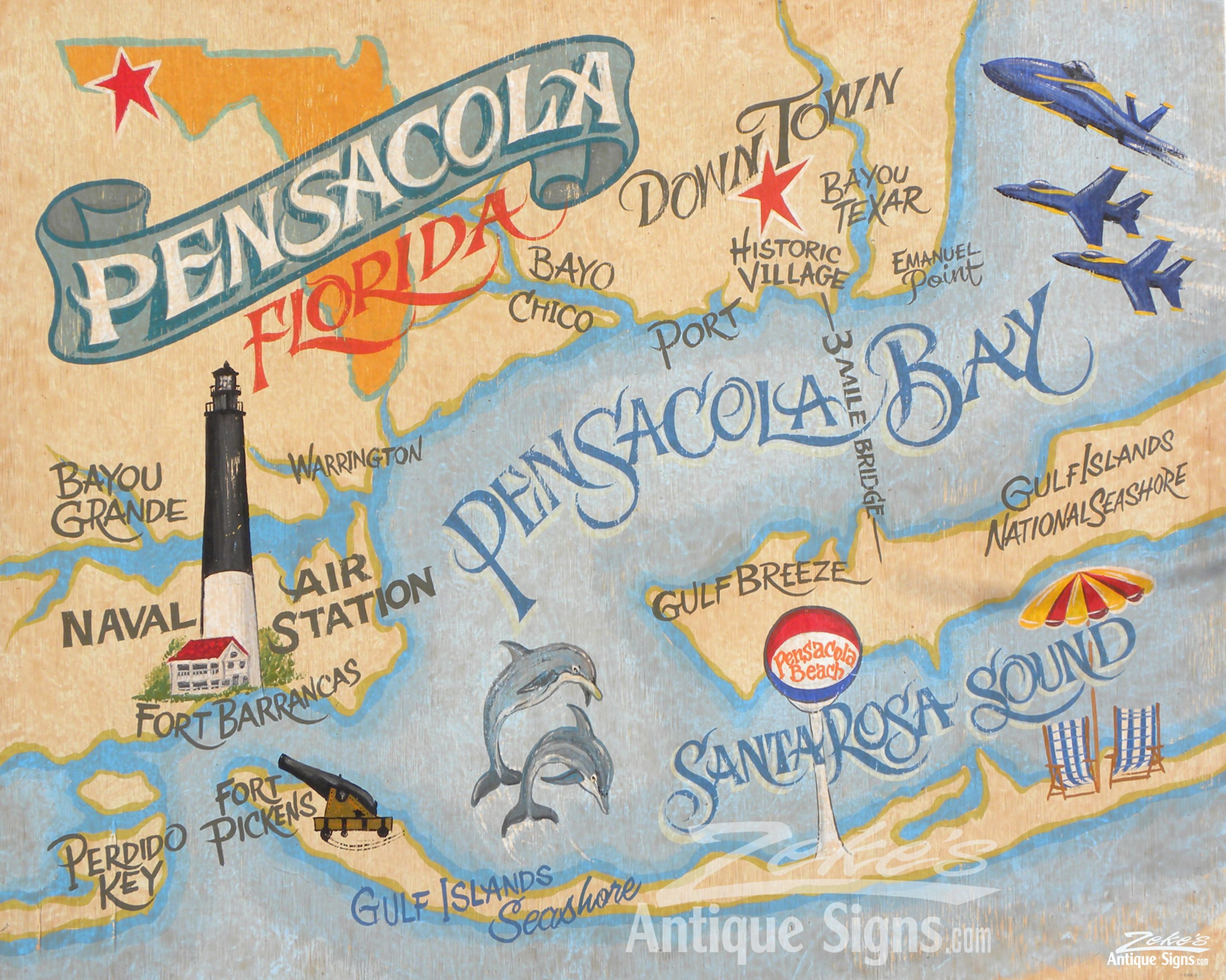 Pensacola Florida Beach Map Print | Beach Decor | Beach Map Art with regard to Map Of Pensacola Beach Florida