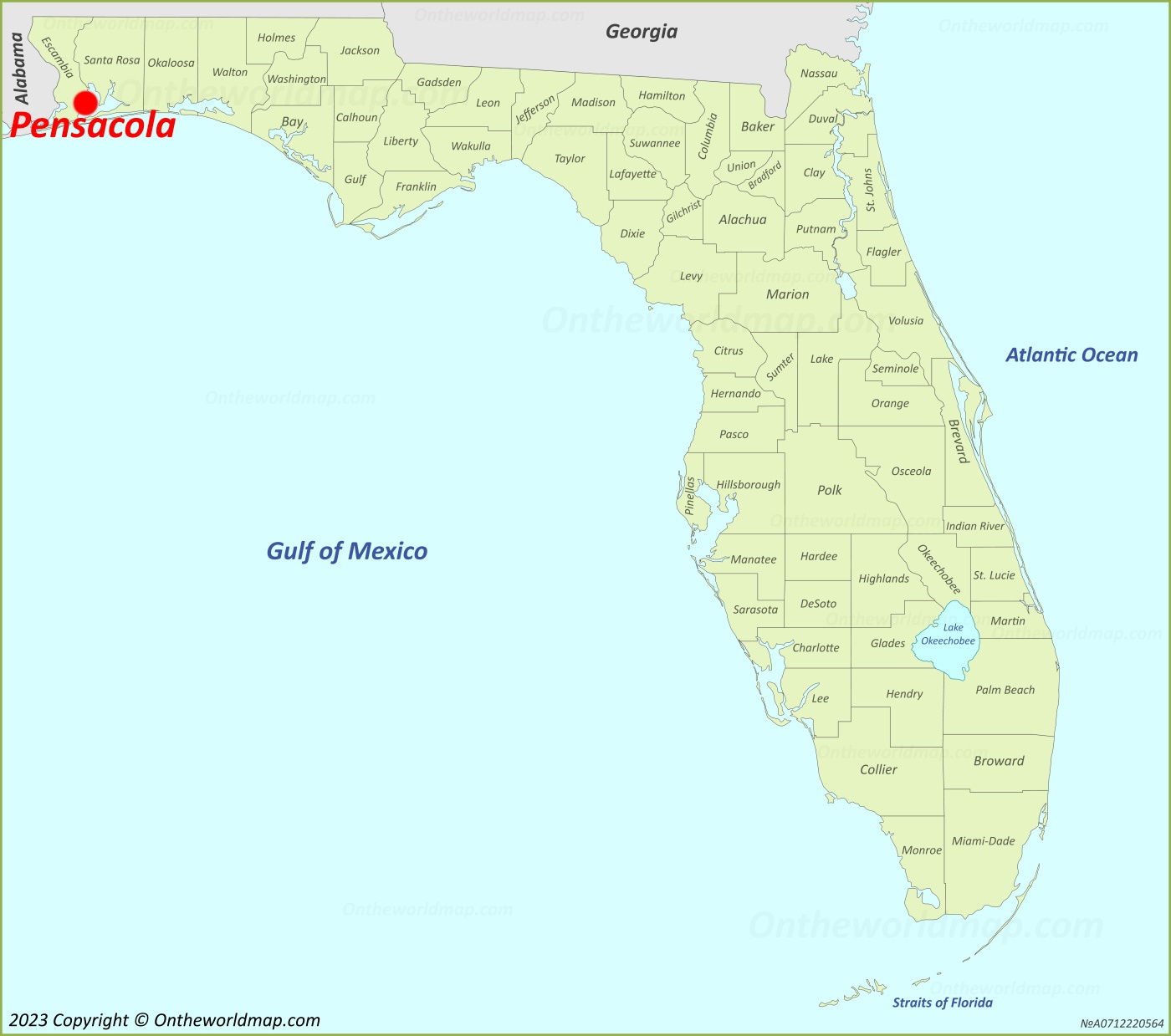 Pensacola Location On The Florida Map - Ontheworldmap inside Where is Pensacola on the Map of Florida