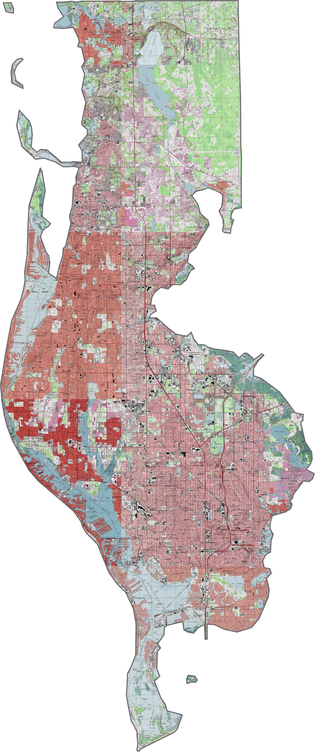 Pinellas County Map, Florida - Us County Maps throughout Elevation Map Of Pinellas County Florida