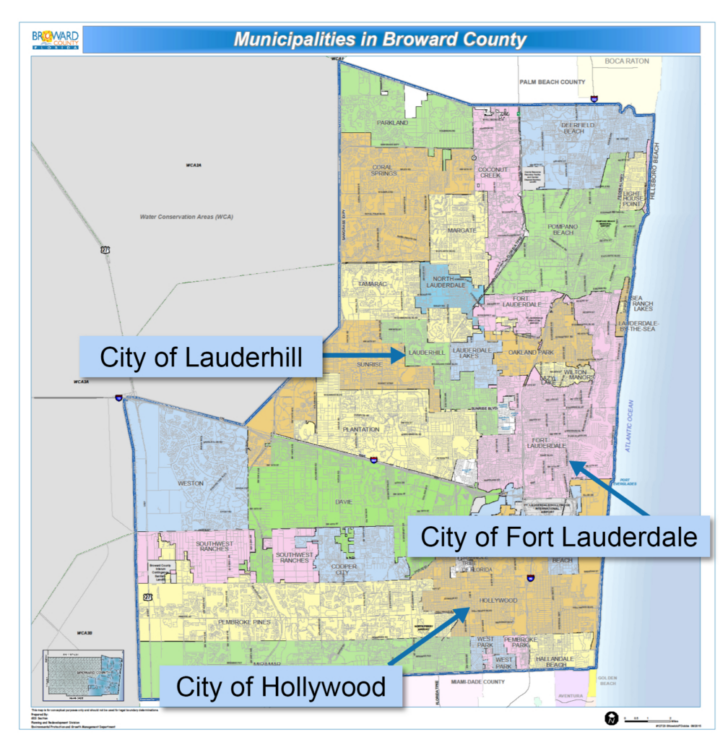 Map of Broward County Florida Cities